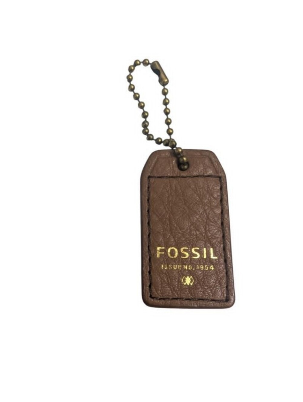 Fossil Brown Leather Hang Tag Bag Charm Y2k